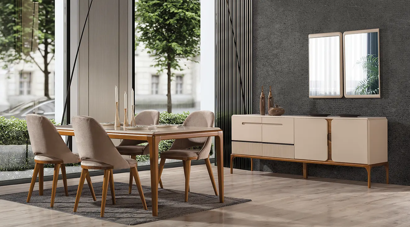 Nirvana Ahşap Ayaklı Yemek Odası Takımı